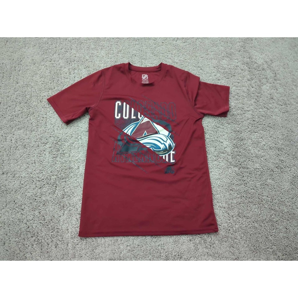 Colorado Avalanche T Shirt Youth Boys L 14/16 Short Sleeve Poly NHL Red